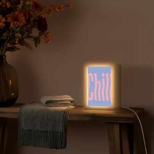 Chill - Roze - Blauw - Golvend Light Box met kabel (Tafellamp) klein -sfeer4