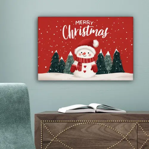 Kerstgroet - Sneeuw - Rood canvas 2cm klein -sfeer4