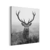 Hert - Mistig - Zwart - Wit aluminium wit klein -3d