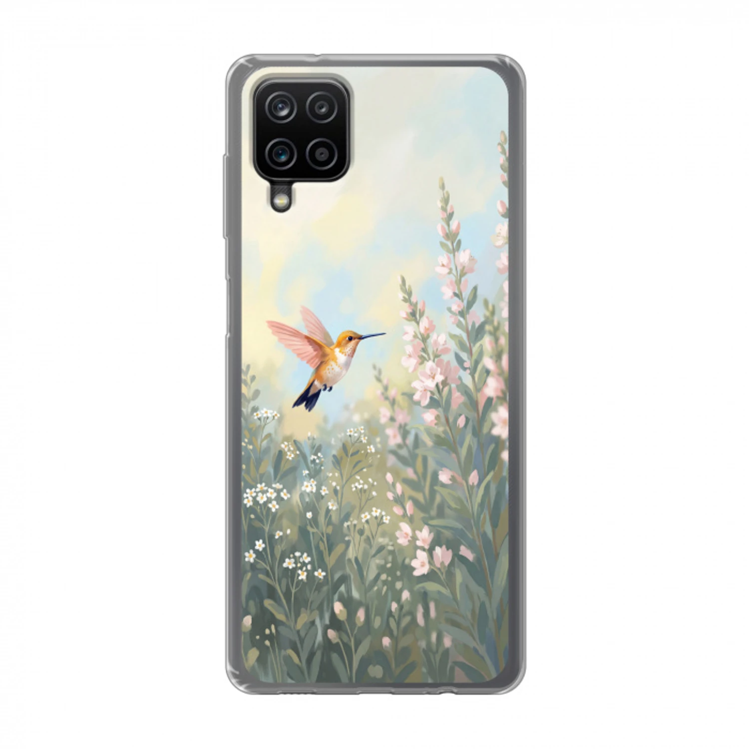 Kolibrie - Illustratie - Kleurrijk Telefoonhoesje Samsung Galaxy A12 klein -3d