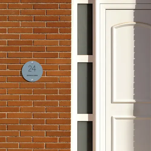 Grijsgroen met stippen - Klassiek Naambord Rond klein -sfeer3-rond-XS