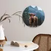 Schotse hooglander - Berg - Landschap - Bomen - Koe - Natuur Wandcirkel kunststof plaat 5mm dik klein -sfeer4