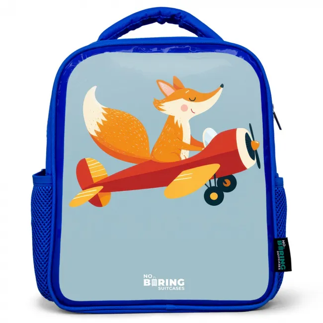 Vos - Vliegtuig -  Vliegen Kinderrugzak - Blauw middel -3d