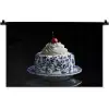 Taart - Slagroom - Kers - Bord - Delfts blauw Wandkleed katoen klein -zz3d