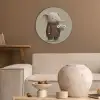 Olifant - Witte bloemen - Kindvriendelijk Akoestische PET Vilt - Rond klein -sfeer1