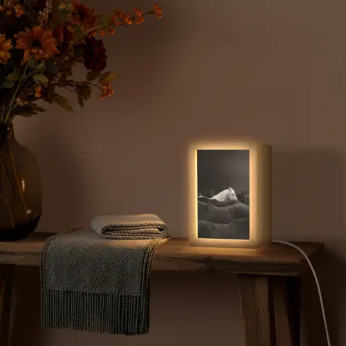 Paarden - Zwart - Wit - Kudde Light Box met kabel (Tafellamp) klein -sfeer4