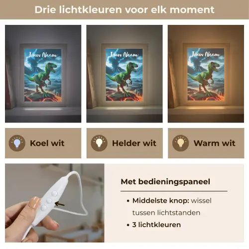 Dino - Lava - Groen - Jongens Light Box met kabel (Kinderlampje) klein -USP_lichtkleurNL
