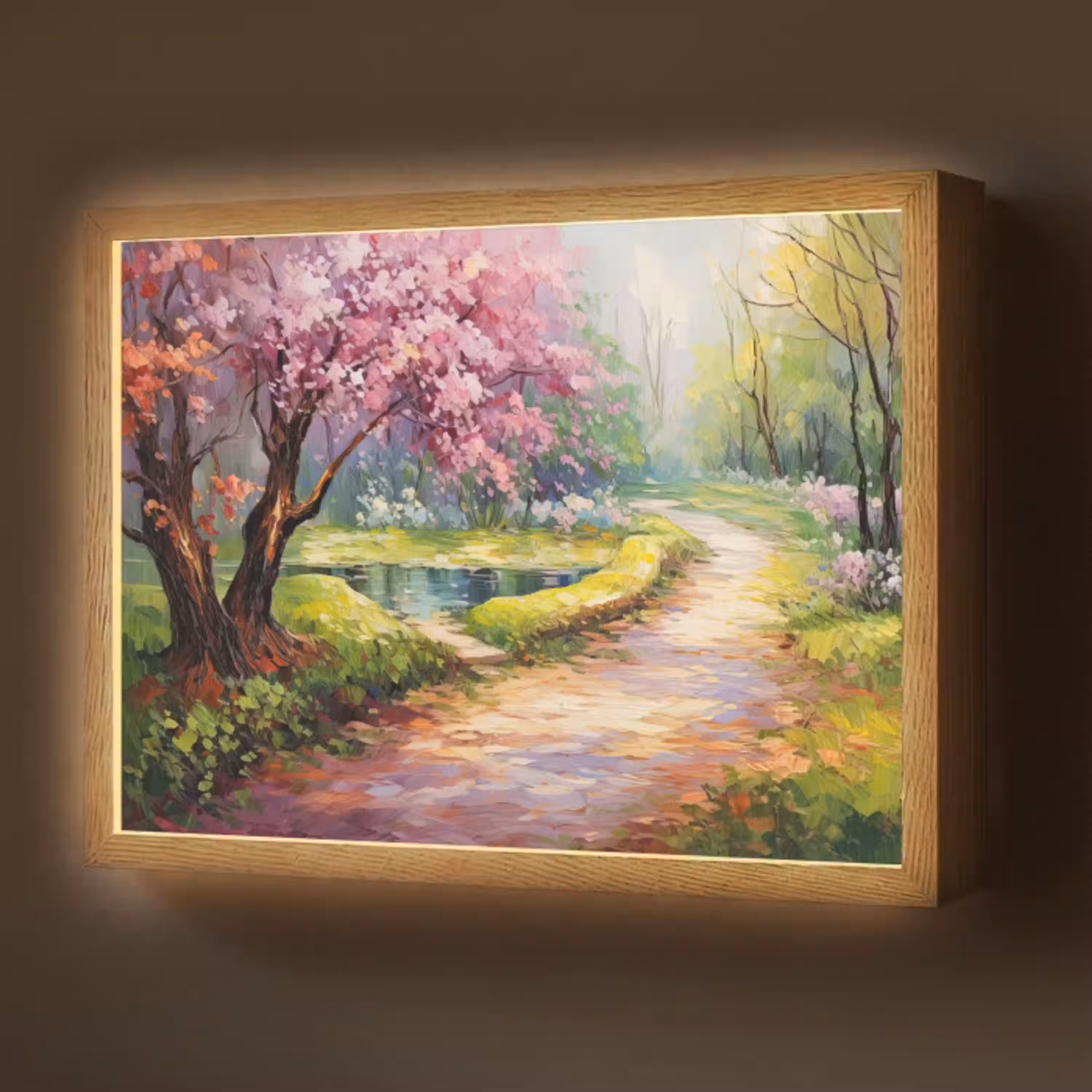 Watercolor - Natuur - Bomen - Kunst - Bloemen Light Box met batterij (Wandlamp) middel -z3d_website
