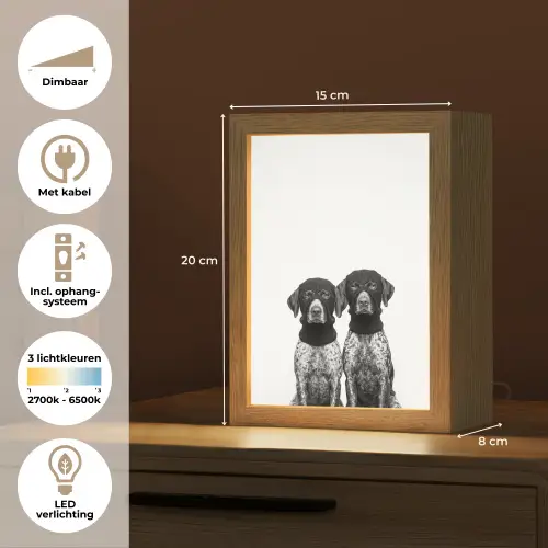 Honden - Bivakmuts - Zwart - wit Light Box met kabel (Tafellamp) klein -USP_NL
