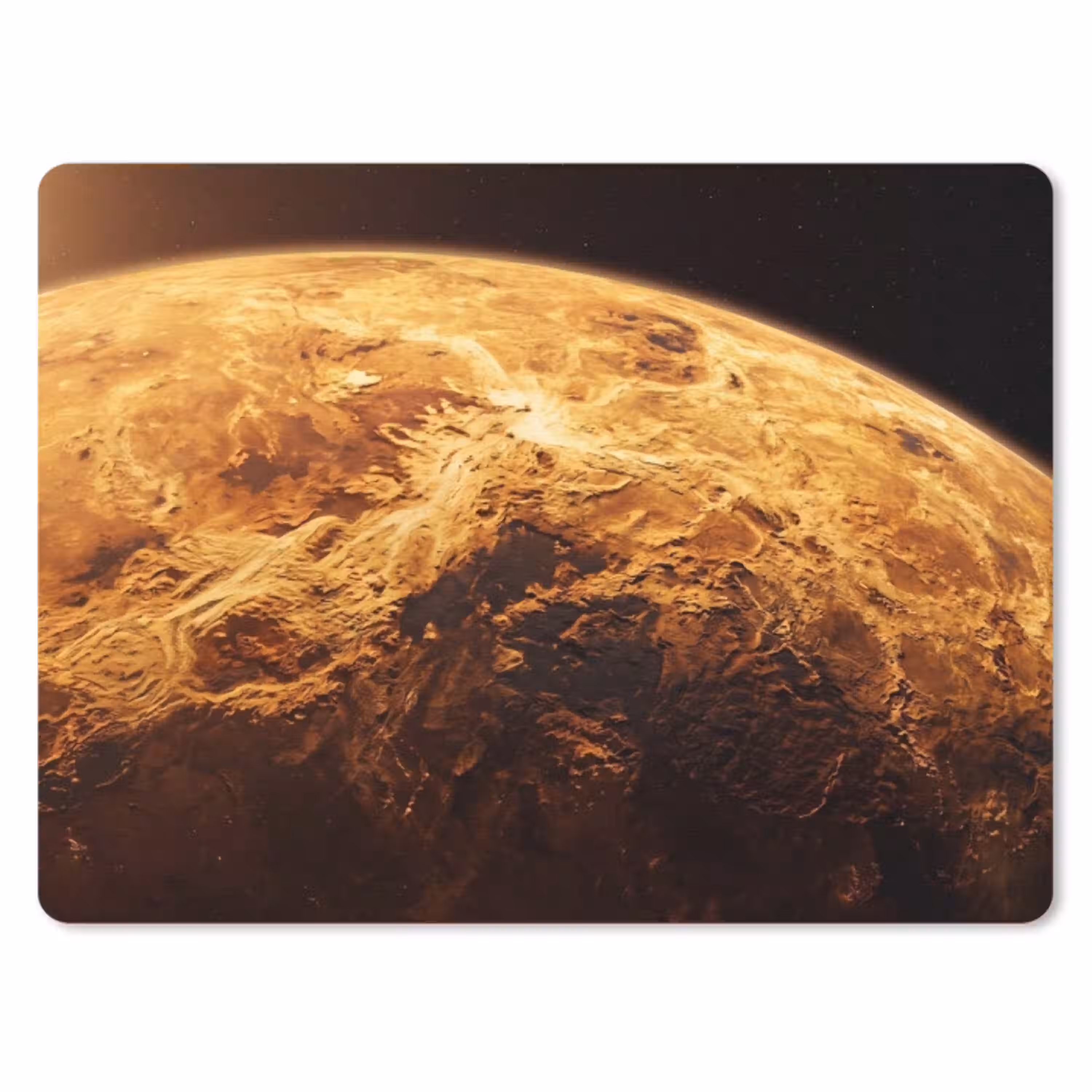 Planeet - Ruimte - Oranje muismat rubber klein -3d