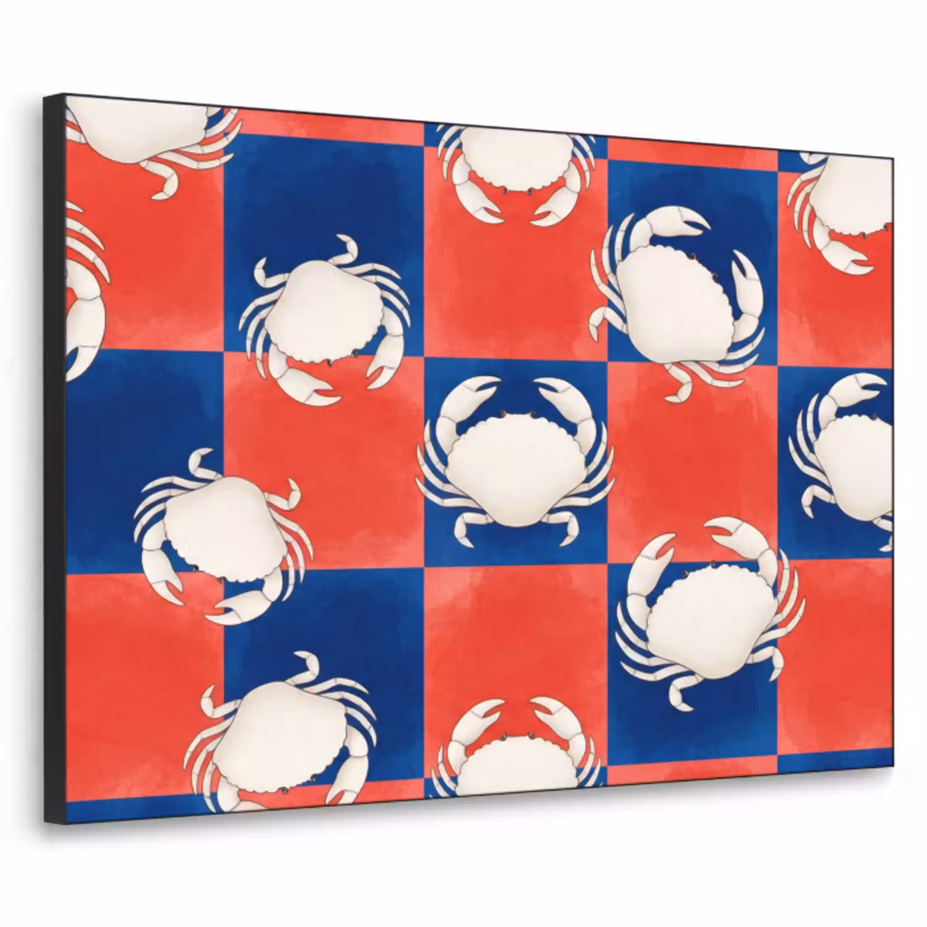 Patroon - Zeeleven - Rood - Blauw - Abstract Textielframe zwart klein -3d
