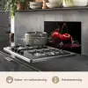 Kersen - Rood - Fruit - Water - Zwart keuken achterwand spatscherm klein -usp_NL