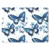 Blauw - Vlinders - Bloemen - Wit muismat rubber klein 262 -3d