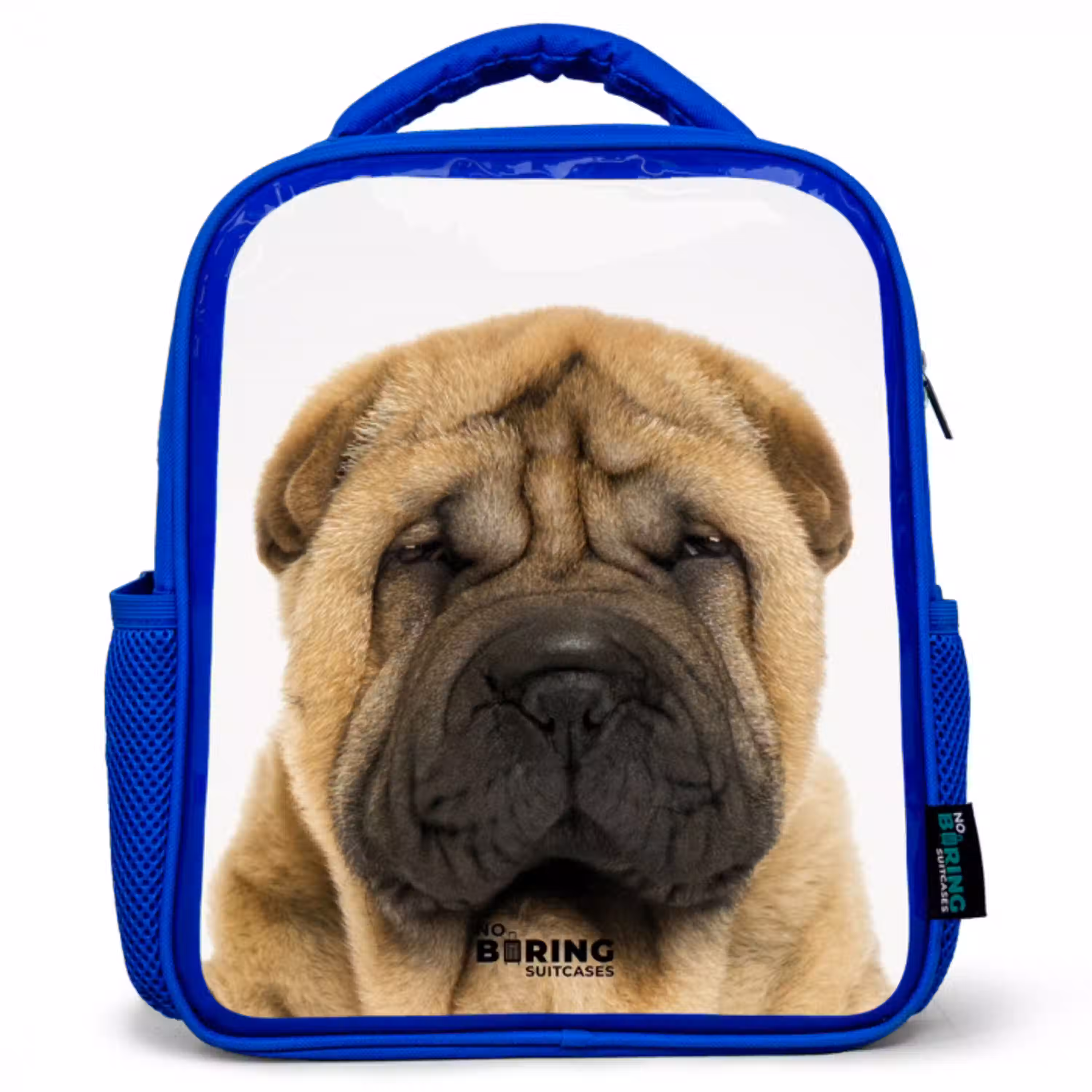 Hondje met Boos Hoofd Kinderrugzak - Blauw middel -3d