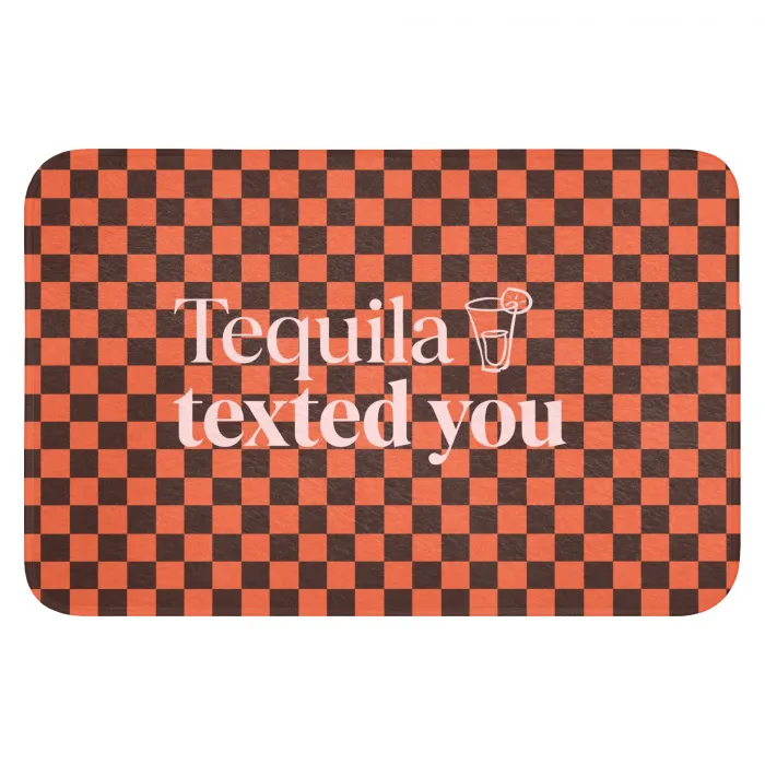 Tequila texted you - Glas - Vierkanten - Oranje Badmat klein -3d