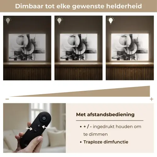 Abstract - Kunst - Modern - Zwart wit Light Box met batterij (Wandlamp) middel -USP_dimbaarNL