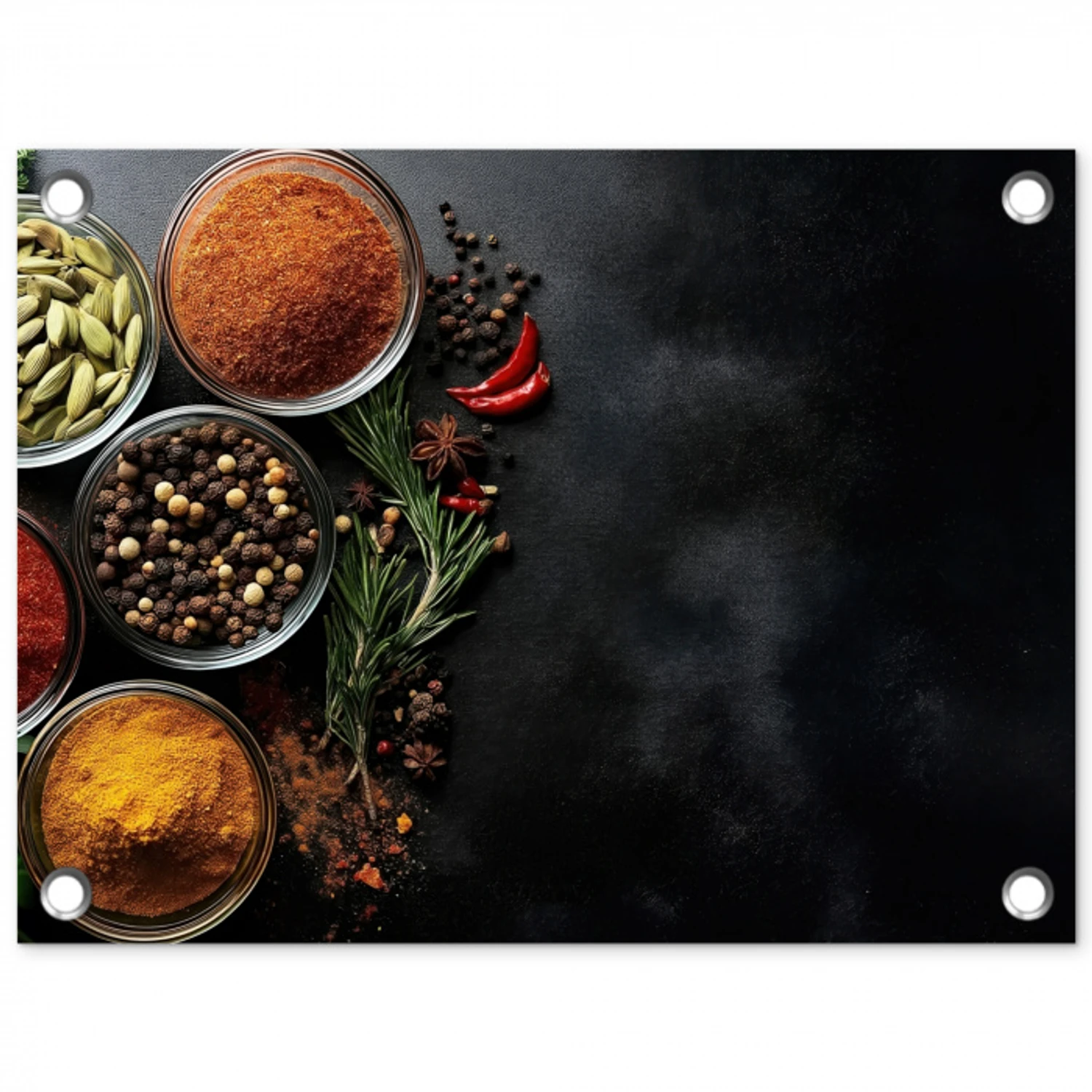 Glazen - Bakjes - Blaadjes - Kruiden tuinposter los doek klein -3d