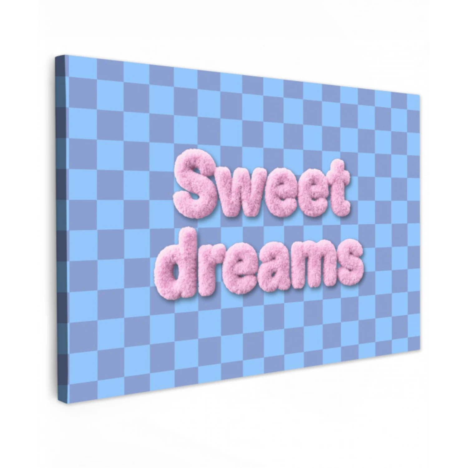 Sweet dreams - Vierkanten - Roze - Blauw canvas 2cm klein -z3d