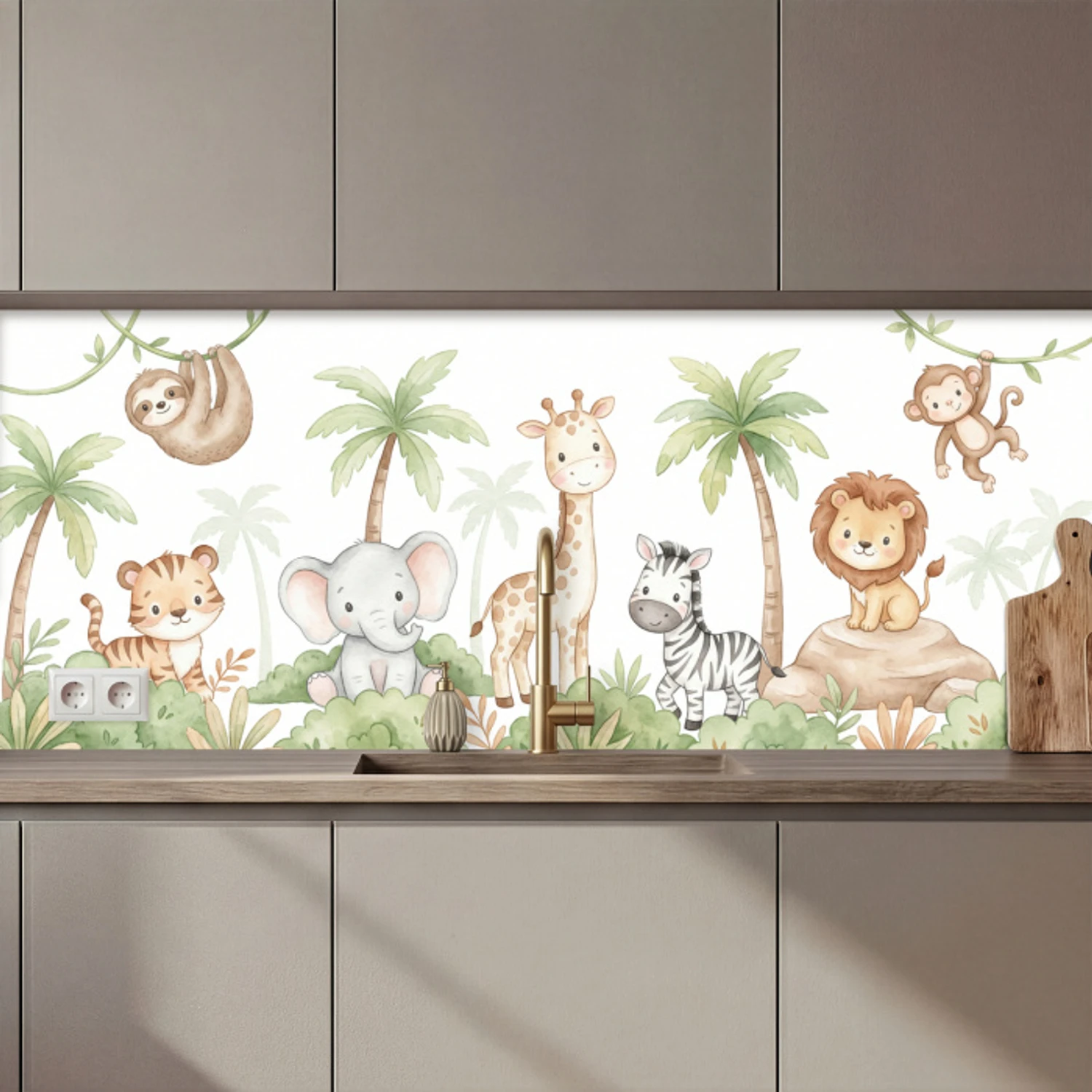 Dieren - Jungle - Pastel keuken achterwand 2 middel zz_3dshopping