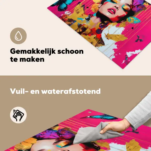 Vrouw - Abstract - Kleurrijk Inductie beschemer met haakjes klein -ky-schoon-nl