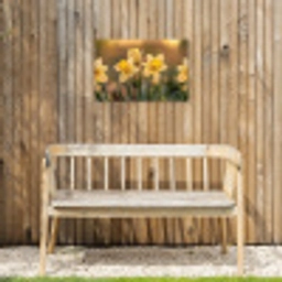 Bloemen - Geel - Wazig Tuinposter op houten frame 2 cm dik klein -sfeer4