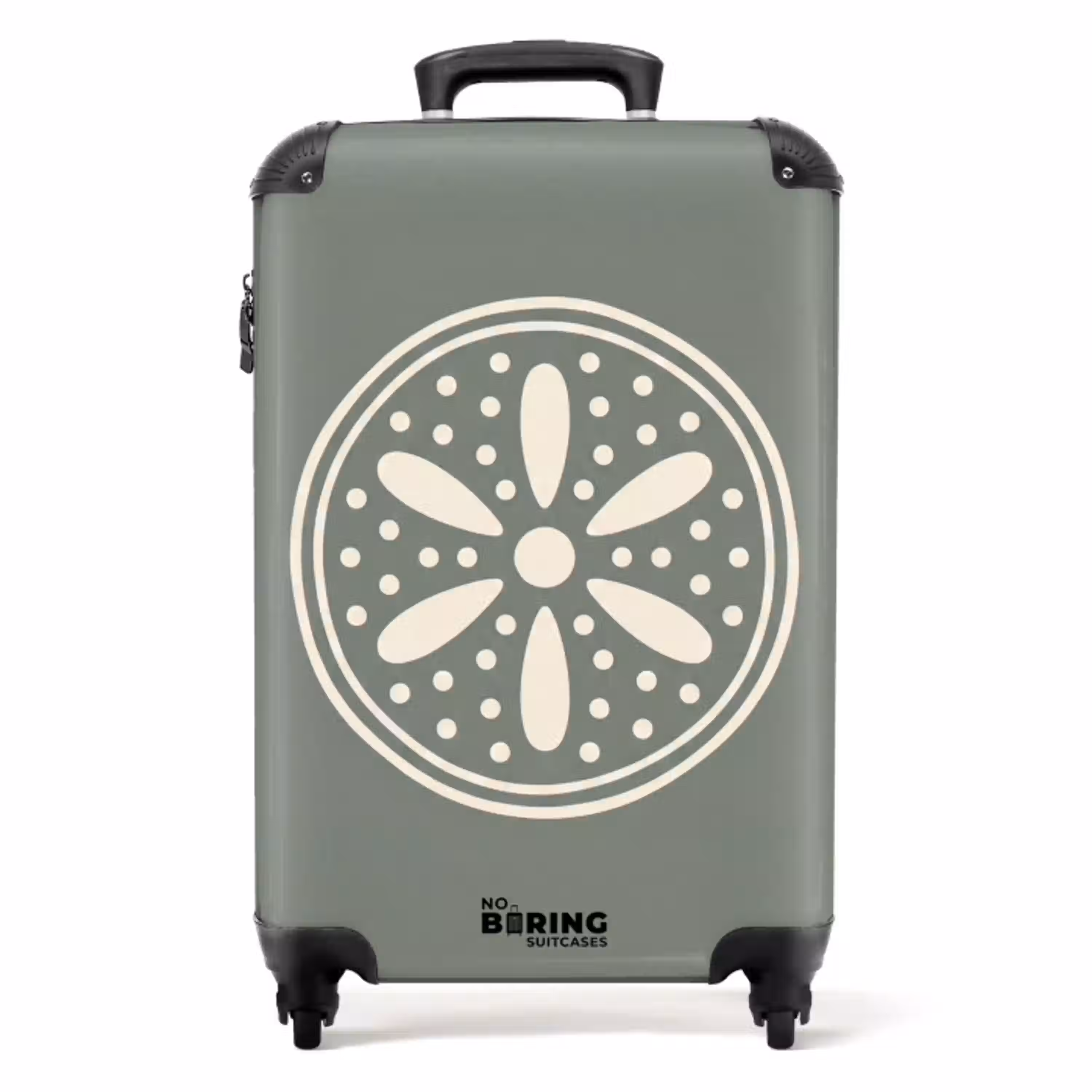 Patroon - Cirkel - Abstract - Groen - Decoratie NBS - Handbagage koffer - Volwassenen Unisex middel -productfoto_recht