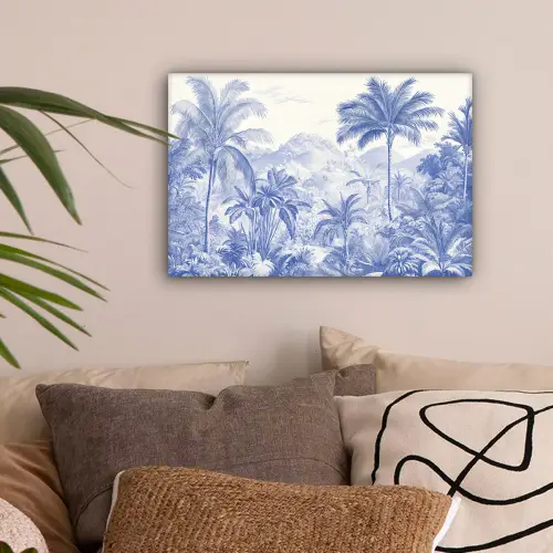 Tropisch - Jungle - Blauw canvas 2cm klein -sfeer1