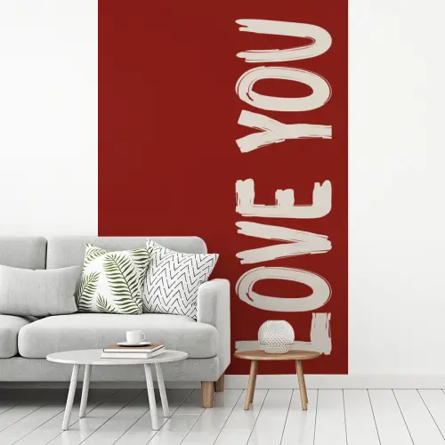 Schuin - Loveyou - Rood fotobehang vinyl groot -woonkamer