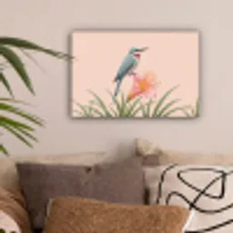 Vogel - Bloem - Natuur - Roze canvas 2cm klein -sfeer1