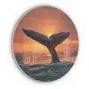Walvis staart - Water - Zonsondergang Akoestische PET Vilt - Rond klein -3d