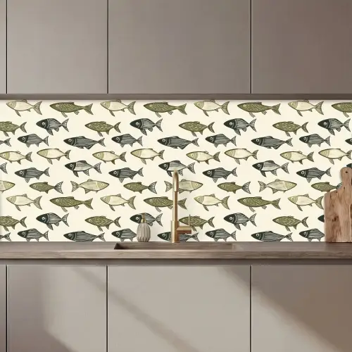 Vissen - Klassiek - Groen keuken achterwand 2 middel 871 zz_3dshopping