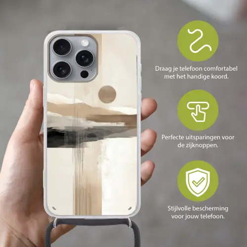 Minimalistisch - Landschap - Dimensie Hoesje iPhone 16 Pro Max met koord klein -sfeer2_NL