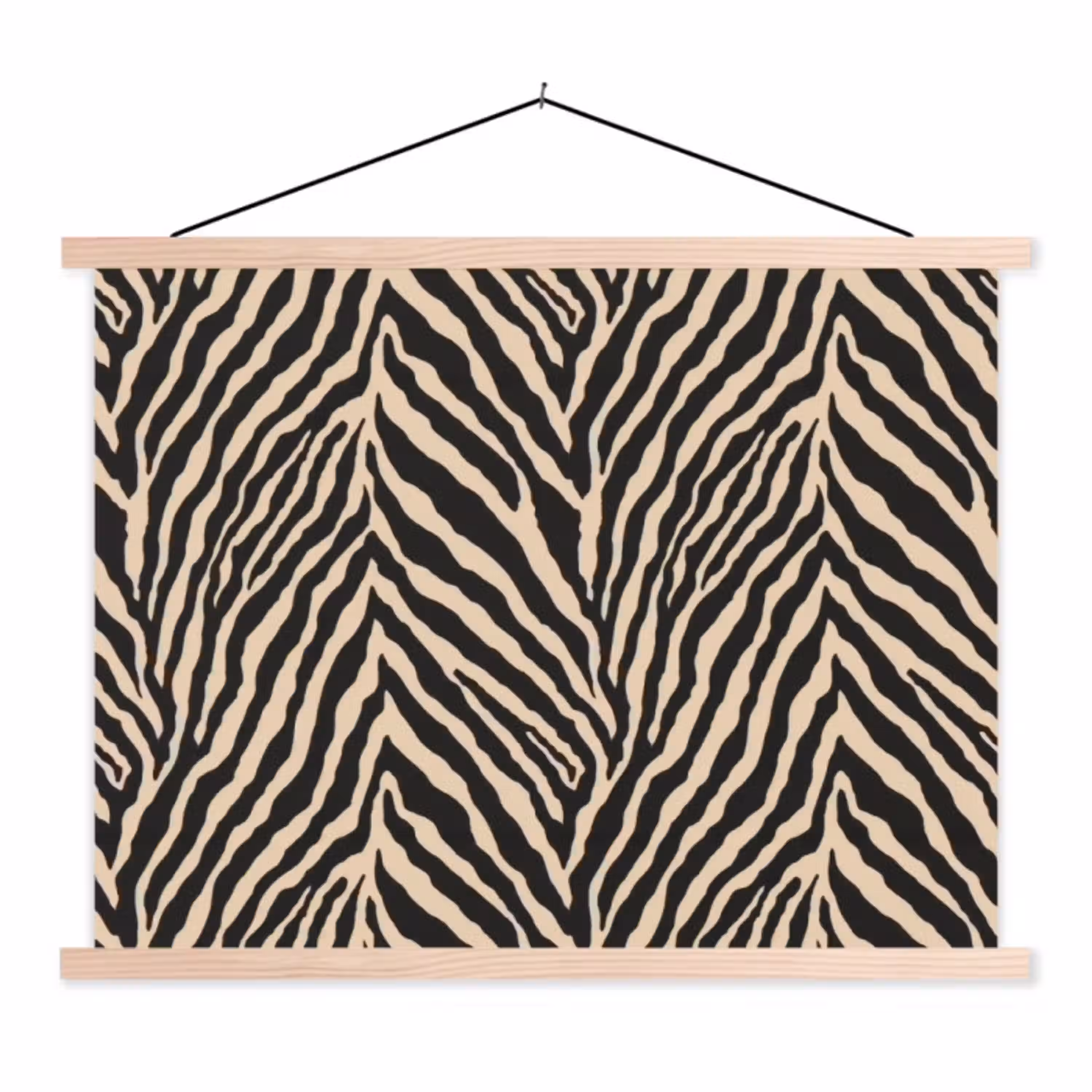 Zebra - Klassiek - Zwart textielposter latten blank klein 122 -3d