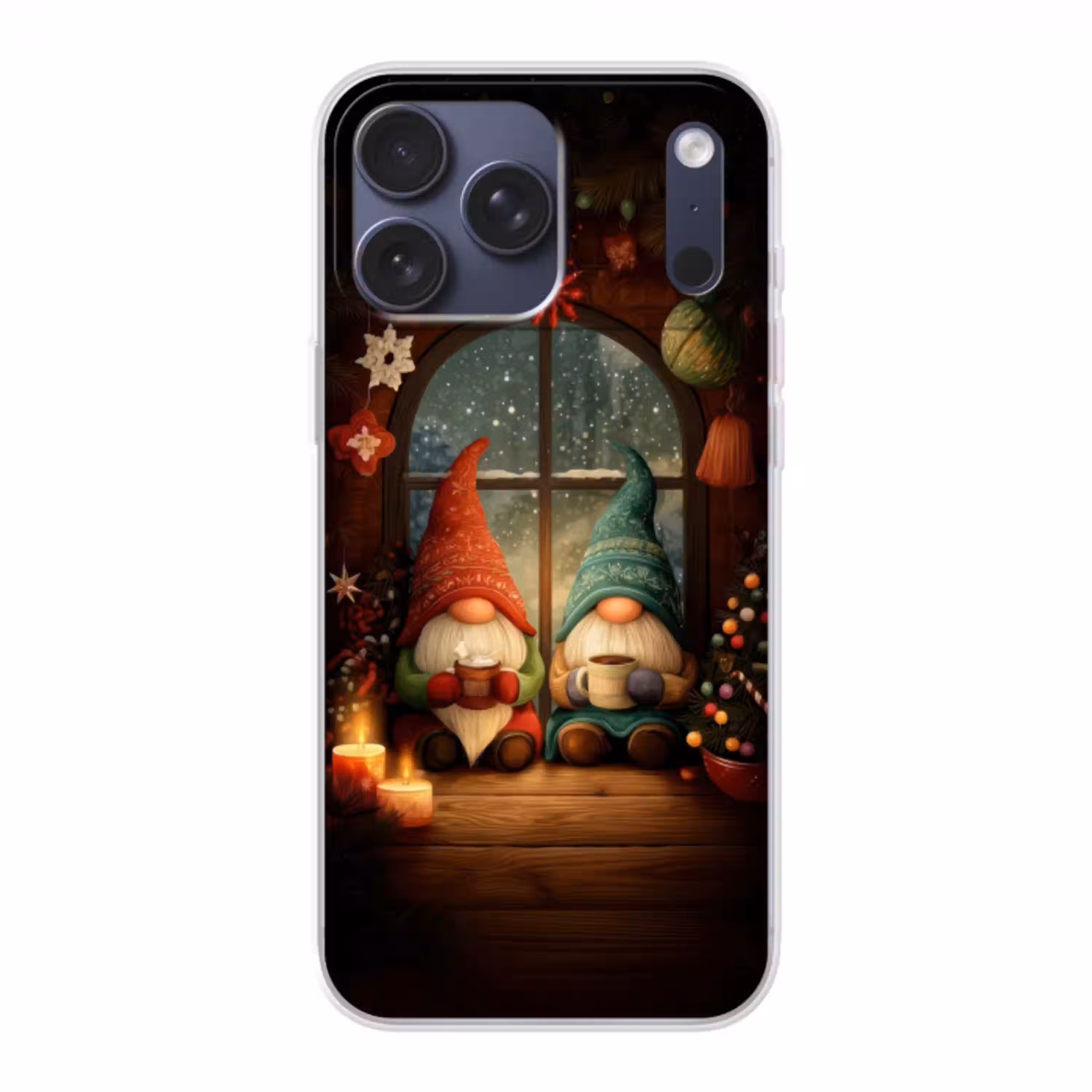 Gnooms - Kerst - Raam - Kleurrijk Telefoonhoesje iPhone 17 Pro Max klein -3d