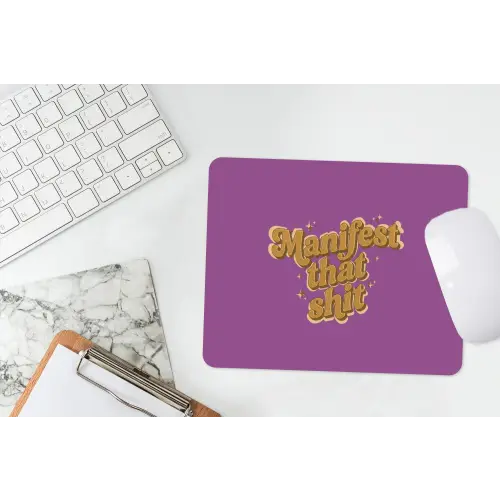 Manifest that shit - Paars - Glitter muismat rubber klein -witbureau