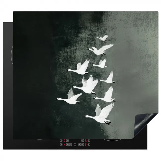 Vogel - Japandi - Groen Inductie beschermer vinyl 3mm middel -3d