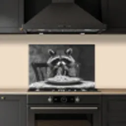 Wasbeer - Cute - Pasta - Tafelkleed - Zwart - Wit keuken achterwand spatscherm klein -sfeer1