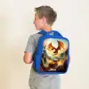 Vliegende draak boven vurige bergweg Kinderrugzak - Blauw middel -sfeer2