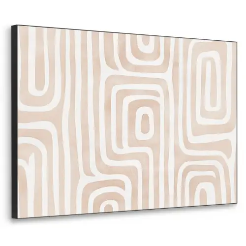 Decoratief - Labyrint - Beige Textielframe zwart klein -3d