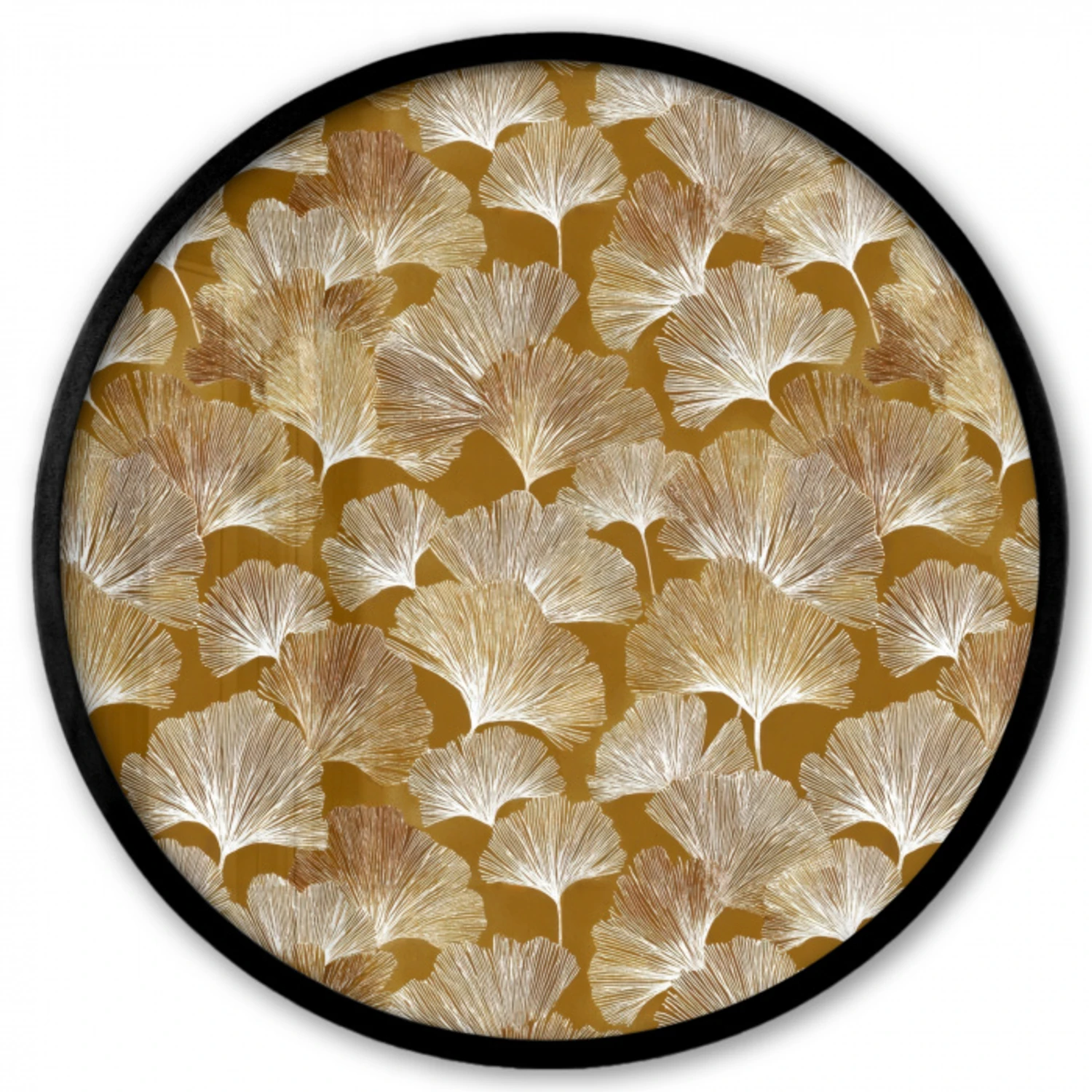 Ginkgo - Bladeren - Goud Fotolijst rond zonder passe partout klein 856 -3d