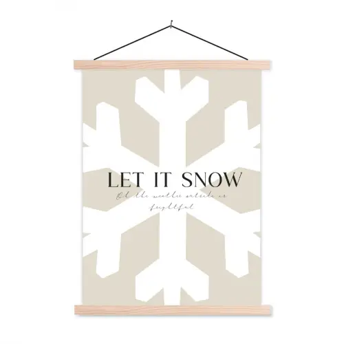 Sneeuw - Japandi - Winter - Decoratie textielposter latten blank klein -3d