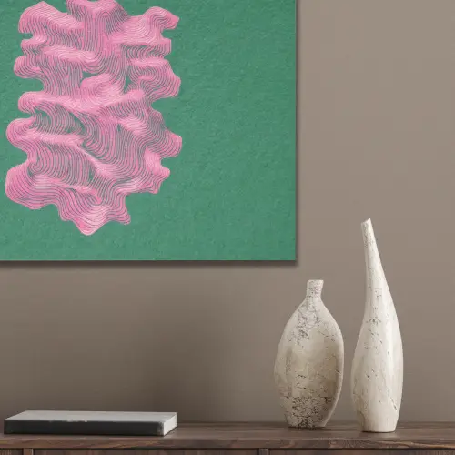 Abstract - Pink - Lijnen - Groen PET vilt klein -sfeer6_closeup
