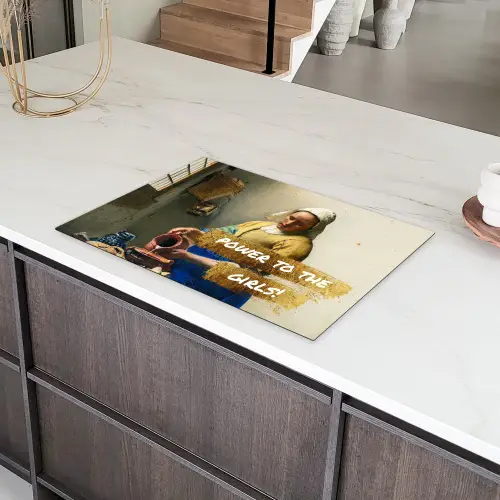 Melkmeisje - Goud - Quotes - Schilderij - Oude meesters Inductie beschermer vinyl 3mm klein -sfeer8