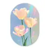 Tulpen - Roze accenten - Blauw Wandcirkel Ovaal Glas middel -3d