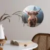 Schotse hooglander - Koe - Dieren - Berg - Natuur Wandcirkel behangsticker klein -sfeer3