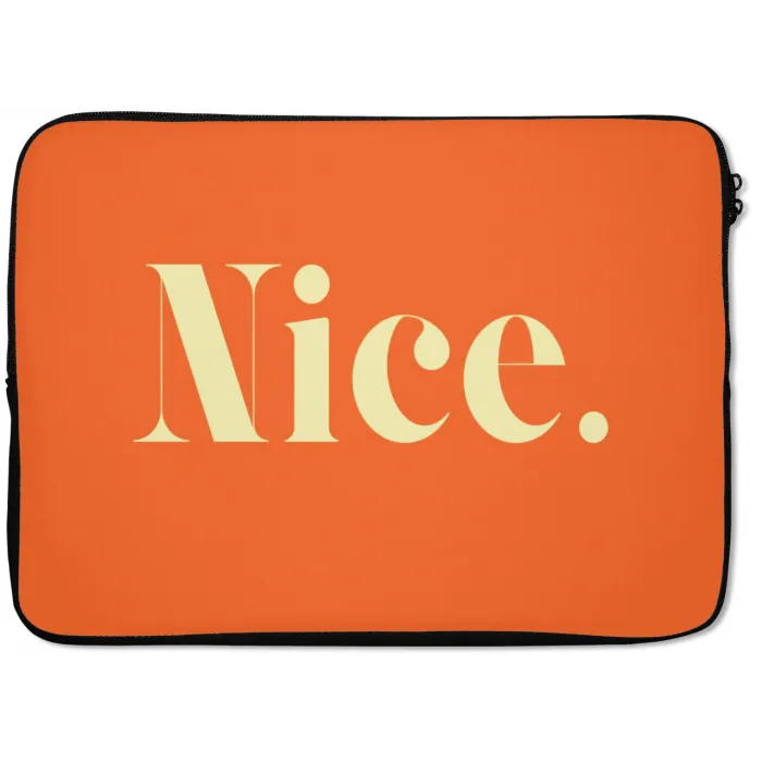 Oranje - Gebroken wit - Nice laptophoes neopreen klein -zkaufland3dotto