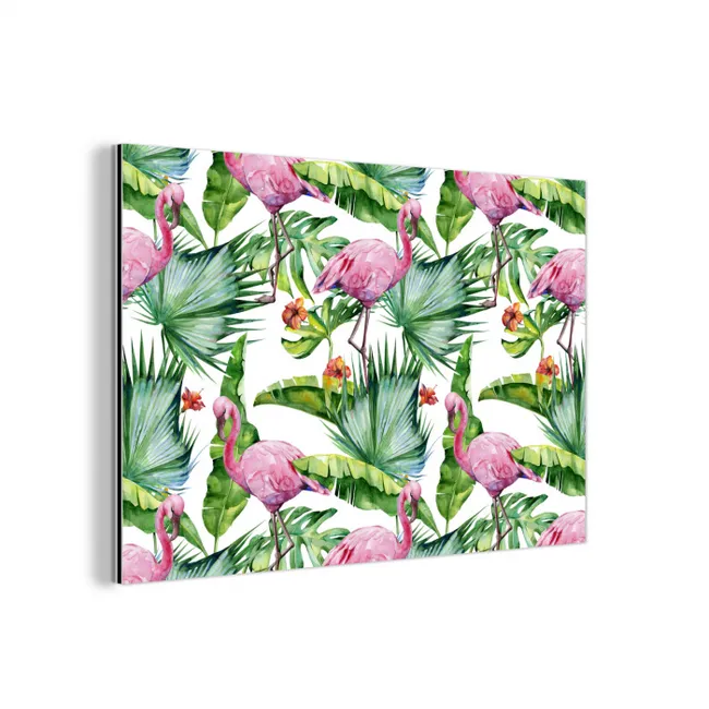 Bladeren - Flamingo - Bloemen - Jungle aluminium wit klein -3d