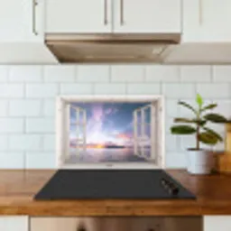 Doorkijk - Zee - Eiland keuken achterwand spatscherm klein -sfeer2
