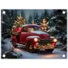 Kersttruck - Sneeuwbos - Rood tuinposter los doek klein -3d