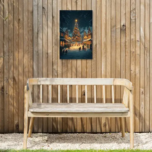 Kerstfeest - Dorp - Donker Tuinposter op houten frame 2 cm dik klein -sfeer4